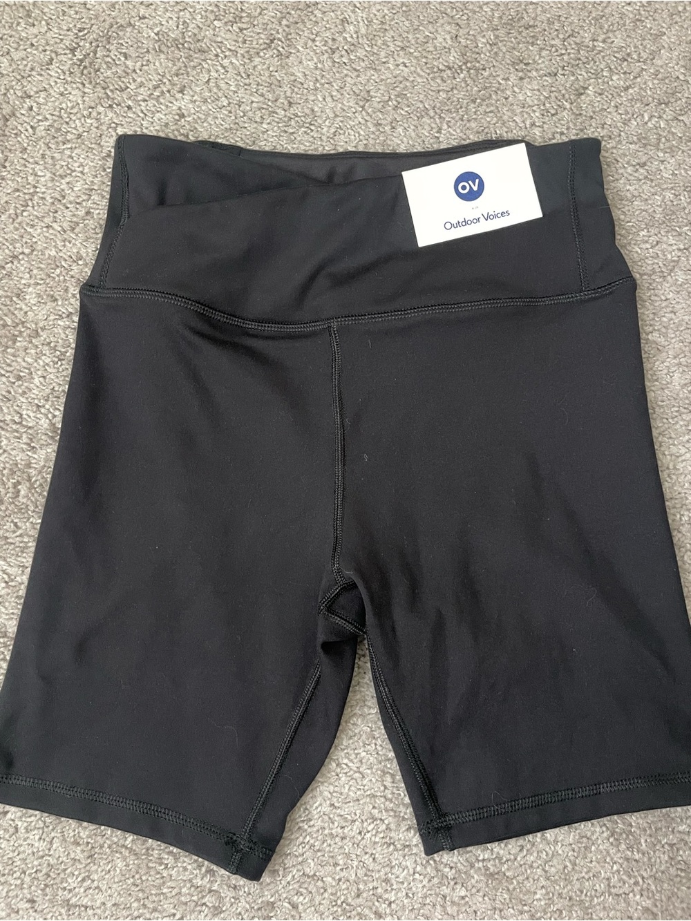 NWT Outdoor Voices Black High-Waist Bike Shorts